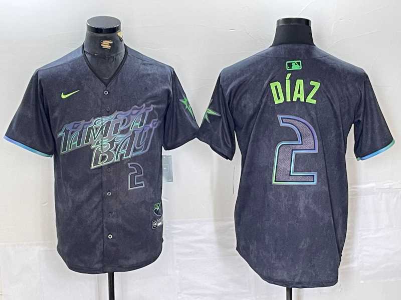 Men%27s Tampa Bay Rays #2 Yandy Diaz Number Charcoal 2024 City Connect Limited Stitched Jersey->st.louis cardinals->MLB Jersey